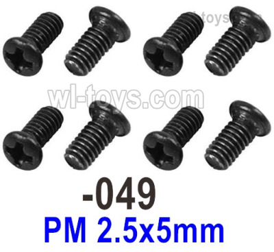 UDIRC 1604 Screws Parts.The kit number is 1601-049.The size is PM 2.5x5mm.Total 8pcs, UDIRC 1/16 RC Rally Car Replacement Accesories.