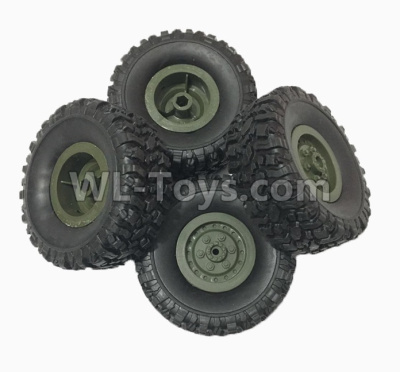 WPL B-36 B36 URAL-4360 Spare Parts-02-01 Official Tire Lether(4pcs)+ Official wheel hub(4pcs)-Green,WPL B-36 B36 RC Car Parts,WPL Parts,WPL B-36 B36 RC Military Truck Spare parts Accessories,WPL 6X6 1:16 Off-road Truck Parts