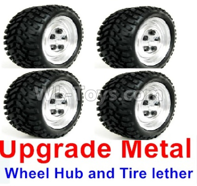 WPL B-36 B36 URAL-4360 Spare Parts-02-13 Upgrade Metal wheel hub and Tire lether(4 set)-White,WPL B-36 B36 RC Car Parts,WPL Parts,WPL B-36 B36 RC Military Truck Spare parts Accessories,WPL 6X6 1:16 Off-road Truck Parts