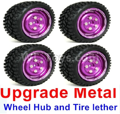 WPL B-36 B36 URAL-4360 Spare Parts-02-15 Upgrade Metal wheel hub and Tire lether(4 set)-Purple,WPL B-36 B36 RC Car Parts,WPL Parts,WPL B-36 B36 RC Military Truck Spare parts Accessories,WPL 6X6 1:16 Off-road Truck Parts