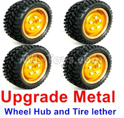 WPL B-36 B36 URAL-4360 Spare Parts-02-19 Upgrade Metal wheel hub and Tire lether(4 set)-Orange,WPL B-36 B36 RC Car Parts,WPL Parts,WPL B-36 B36 RC Military Truck Spare parts Accessories,WPL 6X6 1:16 Off-road Truck Parts