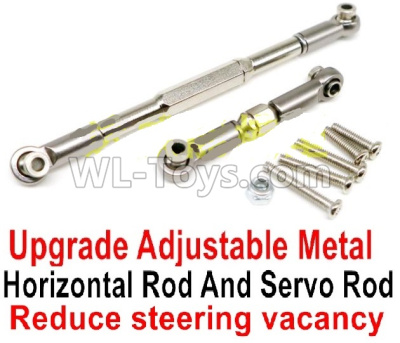 WPL B-36 B36 URAL-4360 Spare Parts-09-07 Upgrade Adjustable Metal Horizontal Rod and Servo Rod-Include the Wrench and Screws-Reduce steering vacancy-Silver,WPL B-36 B36 RC Car Parts,WPL Parts,WPL B-36 B36 RC Military Truck Spare parts Accessories,WPL 6X6 1:16 Off-road Truck Parts