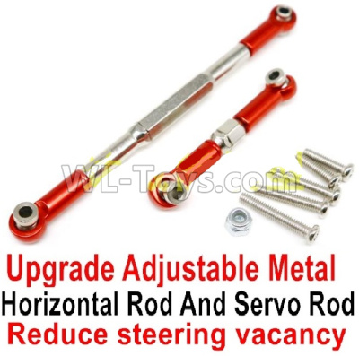 WPL B-36 B36 URAL-4360 Spare Parts-09-10 Upgrade Adjustable Metal Horizontal Rod and Servo Rod-Include the Wrench and Screws-Reduce steering vacancy-Red,WPL B-36 B36 RC Car Parts,WPL Parts,WPL B-36 B36 RC Military Truck Spare parts Accessories,WPL 6X6 1:16 Off-road Truck Parts