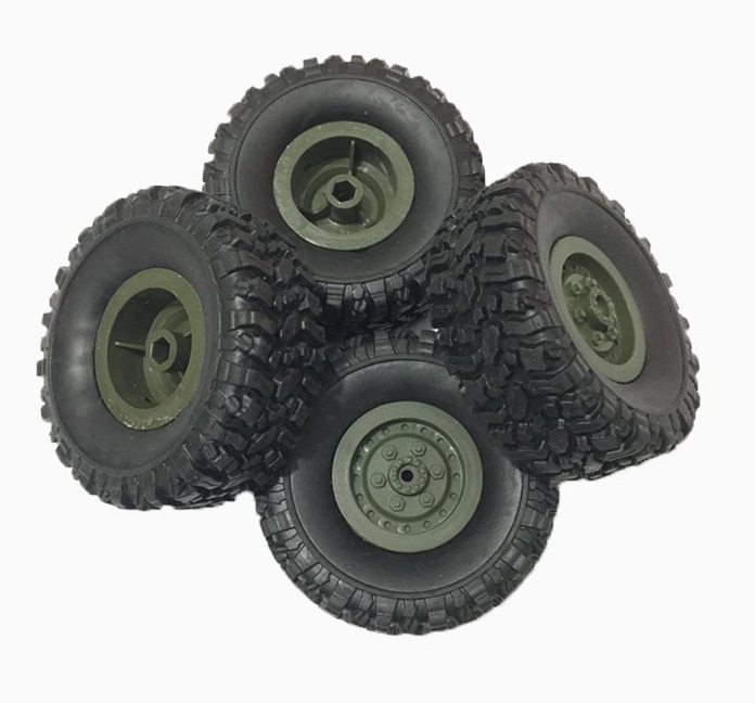 WPL B-16 B16 Parts-02-00 Official Tire Lether(4pcs)+ Official wheel hub(4pcs)-Green,WPL B-16 B16 RC Car Parts,WPL 6X6 Parts,WPL B16 B-16 RC Military Truck Spare parts Accessories,WPL 1:16 Off-road Truck Parts