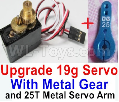 WPL B16 Parts-17-04 Upgrade 17g Servo with Metal gear & Upgrade 25T Metal Servo Arm,WPL B16 B-16 RC Car Parts,WPL 6X6 Parts,WPL B16 B-16 RC Military Truck Spare parts Accessories,WPL 1:16 Off-road Truck Parts