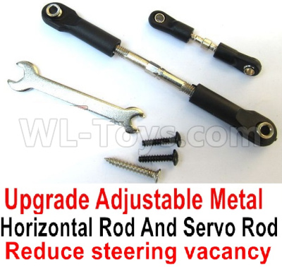 WPL B16 Parts-28-02 Upgrade Adjustable Metal Horizontal Rod and Servo Rod-Include the Wrench and Screws-Reduce steering vacancy,WPL B16 B-16 RC Car Parts,WPL 6X6 Parts,WPL B16 B-16 RC Military Truck Spare parts Accessories,WPL 1:16 Off-road Truck Parts