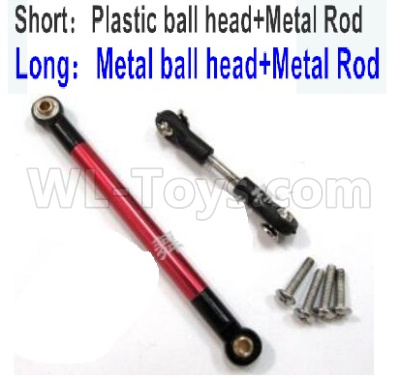 WPL B16 Parts-29-01 Long Rod is Metal Black ball head+Metal Rod-Red & Short Rod is Plastic ball head+Metal Rod,WPL B16 B-16 RC Car Parts,WPL 6X6 Parts,WPL B16 B-16 RC Military Truck Spare parts Accessories,WPL 1:16 Off-road Truck Parts