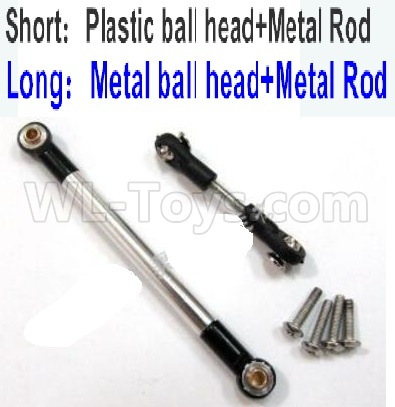 WPL B16 Parts-29-02 Long Rod is Metal Black ball head+Metal Rod-Silver & Short Rod is Plastic ball head+Metal Rod,WPL B16 B-16 RC Car Parts,WPL 6X6 Parts,WPL B16 B-16 RC Military Truck Spare parts Accessories,WPL 1:16 Off-road Truck Parts