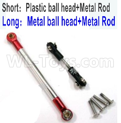 WPL B16 Parts-29-03 Long Rod is Metal Red ball head+Metal Rod-Silver & Short Rod is Plastic ball head+Metal Rod,WPL B16 B-16 RC Car Parts,WPL 6X6 Parts,WPL B16 B-16 RC Military Truck Spare parts Accessories,WPL 1:16 Off-road Truck Parts
