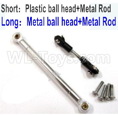 WPL B16 Parts-29-04 Long Rod is Metal Silver ball head+Metal Rod-Silver & Short Rod is Plastic ball head+Metal Rod,WPL B16 B-16 RC Car Parts,WPL 6X6 Parts,WPL B16 B-16 RC Military Truck Spare parts Accessories,WPL 1:16 Off-road Truck Parts