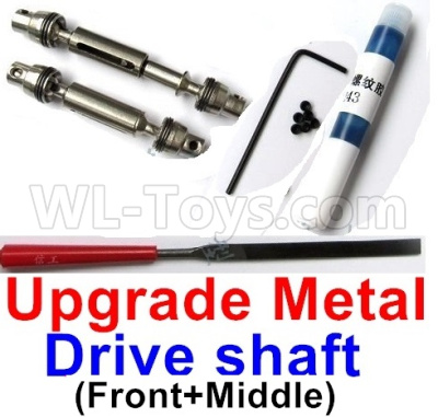 WPL B16 Parts-31-03 Upgrade Front and Middle Metal Drive shaft(2pcs-Silver color)-with screws,wrench and Sickle,WPL B16 B-16 RC Car Parts,WPL 6X6 Parts,WPL B16 B-16 RC Military Truck Spare parts Accessories,WPL 1:16 Off-road Truck Parts