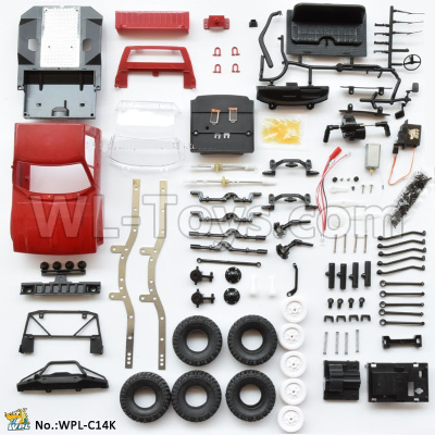 WPL C14 C-14 Hercules Parts-01-04 KIT version empty car version need to assemble yourself-Red(without electronic components,Also the Remote control,battery,USB charging cable, etc. are not included)WPL C14 C-14 RC Car Parts,WPL Hercules Parts,WPL C14 C-14 RC Military Truck Spare parts Accessories,WPL 4X4 1:16 Off-road Truck Parts