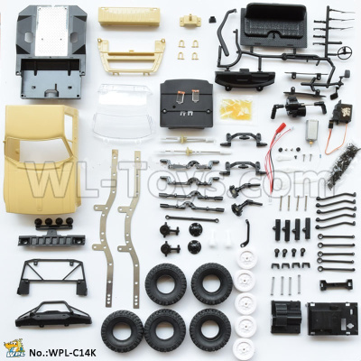 WPL C14 C-14 Hercules Parts-01-05 KIT version empty car version need to assemble yourself-Yellow(without electronic components,Also the Remote control,battery,USB charging cable, etc. are not included)WPL C14 C-14 RC Car Parts,WPL Hercules Parts,WPL C14 C-14 RC Military Truck Spare parts Accessories,WPL 4X4 1:16 Off-road Truck Parts