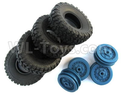 WPL C14 C-14 Hercules Parts-02-02 Official Tire Lether(4pcs)+ Official wheel hub(4pcs)-BlueWPL C14 C-14 RC Car Parts,WPL Hercules Parts,WPL C14 C-14 RC Military Truck Spare parts Accessories,WPL 4X4 1:16 Off-road Truck Parts