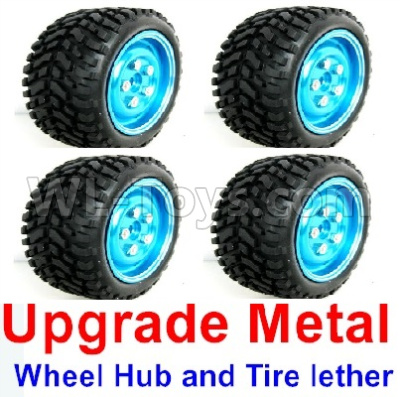 WPL C14 C-14 Hercules Parts-02-17 Upgrade Metal wheel hub and Tire lether(4 set)-BlueWPL C14 C-14 RC Car Parts,WPL Hercules Parts,WPL C14 C-14 RC Military Truck Spare parts Accessories,WPL 4X4 1:16 Off-road Truck Parts