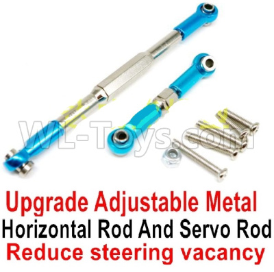 WPL C14 C-14 Hercules Parts-09-08 Upgrade Adjustable Metal Horizontal Rod and Servo Rod-Include the Wrench and Screws-Reduce steering vacancy-BlueWPL C14 C-14 RC Car Parts,WPL Hercules Parts,WPL C14 C-14 RC Military Truck Spare parts Accessories,WPL 4X4 1:16 Off-road Truck Parts