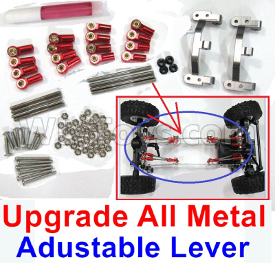 WPL C14 C-14 Hercules Parts-10-01 Upgrade All Metal lever-Length adustable-Red(Include 8pcs Metal Rod,2pcs Metal Straight bridge rod base and screws)WPL C14 C-14 RC Car Parts,WPL Hercules Parts,WPL C14 C-14 RC Military Truck Spare parts Accessories,WPL 4X4 1:16 Off-road Truck Parts