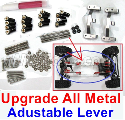 WPL C14 C-14 Hercules Parts-10-02 Upgrade All Metal lever-Length adustable-Black(Include 8pcs Metal Rod,2pcs Metal Straight bridge rod base and screws) WPL C14 C-14 RC Car Parts,WPL Hercules Parts,WPL C14 C-14 RC Military Truck Spare parts Accessories,WPL 4X4 1:16 Off-road Truck Parts