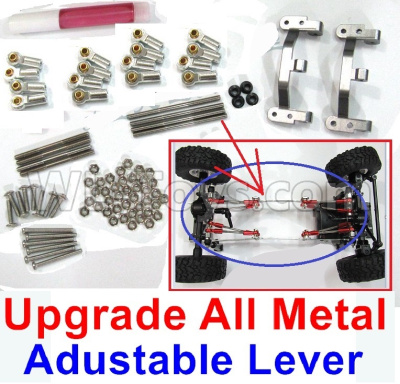 WPL C14 C-14 Hercules Parts-10-03 Upgrade All Metal lever-Length adustable-Silver(Include 8pcs Metal Rod,2pcs Metal Straight bridge rod base and screws)WPL C14 C-14 RC Car Parts,WPL Hercules Parts,WPL C14 C-14 RC Military Truck Spare parts Accessories,WPL 4X4 1:16 Off-road Truck Parts