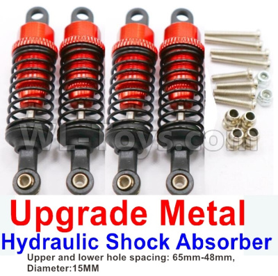 WPL C14 C-14 Hercules Parts-11-11 Upgrade Metal Hydraulic Shock Absorber-Red(4pcs)-Upper and lower hole spacing:65mm-48mm,diameter:15MMWPL C14 C-14 RC Car Parts,WPL Hercules Parts,WPL C14 C-14 RC Military Truck Spare parts Accessories,WPL 4X4 1:16 Off-road Truck Parts