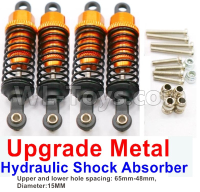 WPL C14 C-14 Hercules Parts-11-12 Upgrade Metal Hydraulic Shock Absorber-Golden(4pcs)-Upper and lower hole spacing:65mm-48mm,diameter:15MMWPL C14 C-14 RC Car Parts,WPL Hercules Parts,WPL C14 C-14 RC Military Truck Spare parts Accessories,WPL 4X4 1:16 Off-road Truck Parts