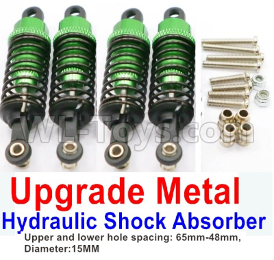 WPL C14 C-14 Hercules Parts-11-13 Upgrade Metal Hydraulic Shock Absorber-Green(4pcs)-Upper and lower hole spacing:65mm-48mm,diameter:15MMWPL C14 C-14 RC Car Parts,WPL Hercules Parts,WPL C14 C-14 RC Military Truck Spare parts Accessories,WPL 4X4 1:16 Off-road Truck Parts