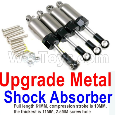 WPL C14 C-14 Hercules Parts-11-17 Upgrade Metal Shock Absorber(4pcs)-Full length 61MM, compression stroke is 10MM,the thickest is 11MM,2.5MM screw hole-Silver(Only be used For C14 C24)WPL C14 C-14 RC Car Parts,WPL Hercules Parts,WPL C14 C-14 RC Military Truck Spare parts Accessories,WPL 4X4 1:16 Off-road Truck Parts