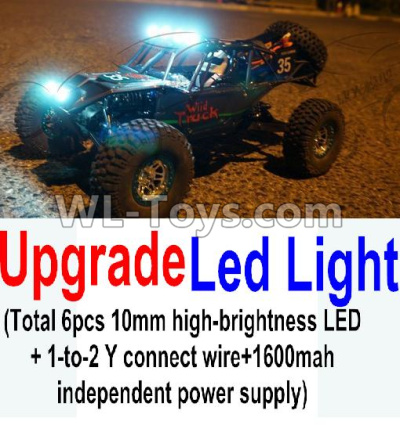 Wltoys 10402 Upgrade LED light unit(Total 6pcs Light and 1pcs 1-TO-2 Y-shape connect wire & 1600MAH Independent power supply),Wltoys 10402 RC Car Parts,High speed 1:10 Scale 4wd,10402 Electric Power On Road Drift Racing Truck Car Parts