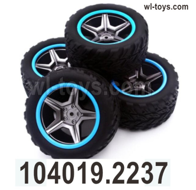 Wltoys 104019 Parts 104019.2237 Tires,Wheels unit.4pcs.It includes the Wheel hubs and Tire lether.Wltoys 104019 1/10 Parts, Wltoys 104019 RC Car Accessories.