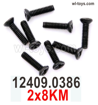 Wltoys 104019 Screws Parts 12409.0386 2x8KM Phillips Countersunk Head Machine Screws.Wltoys 104019 1/10 Parts, Wltoys 104019 RC Car Accessories.