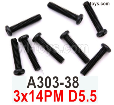 Wltoys 104019 Screws Parts A303-38 3x14PM D5.5 Phillips round head screw.Wltoys 104019 1/10 Parts, Wltoys 104019 RC Car Accessories.