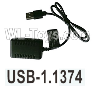 Wltoys 104020 Parts USB-1.1374 7.4V 2000mA USB Charging Cable Length 50CM XH-3P Environmental Protection -Over-Discharge Small Current Activation-Fast Charging Group.WLtoys 1/10 RC Car Crawler Accessories.
