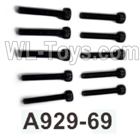 Wltoys 104020 Parts A929-69 Round Head Hexagon Socket Screws 3X20 Black Zinc Plated Group.WLtoys 1/10 RC Car Crawler Accessories.