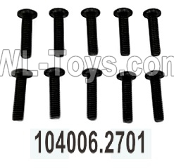 Wltoys 104020 Parts 104006.2701 Pan Head Hexagon Socket Machine Screws 2.5X8Tm D5.5 Group.WLtoys 1/10 RC Car Crawler Accessories.
