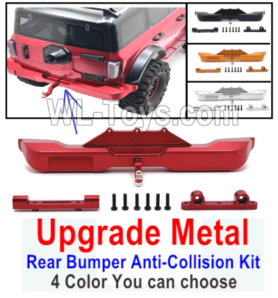 Wltoys 104020 Upgrade Metal Parts Rear Bumper Anti-Collision Kit.4 Color you can choose.WLtoys 1/10 RC Car Crawler Accessories.