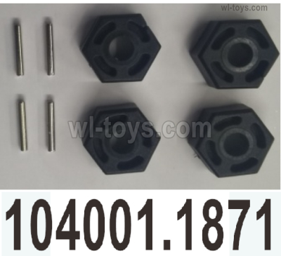 Wltoys 104072 Parts-Hex wheel seat assembly with Pins.104001.1871.Total 4pcs.Wltoys 104072 1/10 Parts, Wltoys 104072 RC Car Accessories.