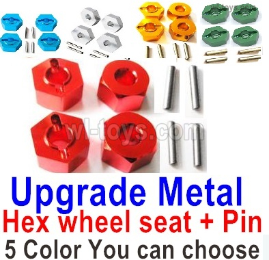 Wltoys 104072 Upgrade Parts Metal Hex wheel seat with pin.Total 4 set.5 Color you can choose.Wltoys 104072 1/10 Parts, Wltoys 104072 RC Car Accessories.
