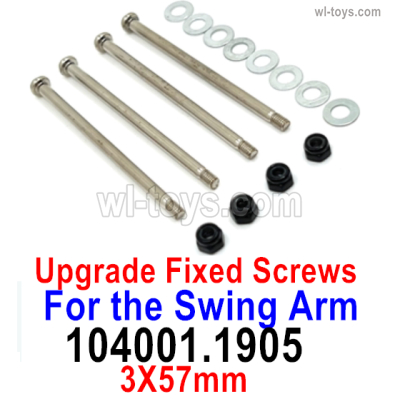 Wltoys 104072 Parts Upgrtade Fixed screws unit for the Swing Arm.104001.1905.The size is 3x57mm.Wltoys 104072 1/10 Parts, Wltoys 104072 RC Car Accessories.