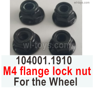 Wltoys 104072 Parts M4 flange lock nut for the Wheel.104001.1910.Total 4pcs.Wltoys 104072 1/10 Parts, Wltoys 104072 RC Car Accessories.