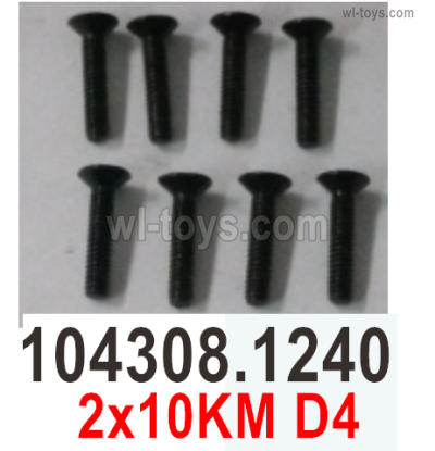 Wltoys 104072 Screws Parts Phillips countersunk head machine screws-104308.1240-2x10KM D4.Total 8pcs.Wltoys 104072 1/10 Parts, Wltoys 104072 RC Car Accessories.