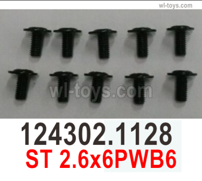 Wltoys 104072 Screws Parts Phillips pan head with intermediary machine screws-124302.1128-ST 2.6x6PWB6.Total 10pcs.Wltoys 104072 1/10 Parts, Wltoys 104072 RC Car Accessories.