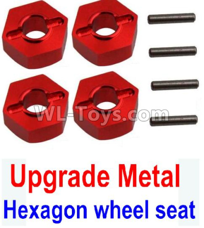 Wltoys 10428-2 Parts-12-02 K949-12 Upgrade Metal 12MM Hexagon wheel seat,Tire adapter(4pcs)-Red,Wltoys 10428-2 Rc Car Parts,High speed 1:10 Scale 4wd,10428-B2 Electric Power On Road Drift Racing Truck Car Parts