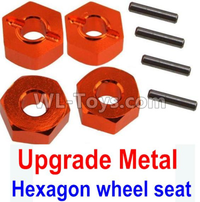 Wltoys 10428-C2 K949-12 Upgrade Metal 12MM Hexagon wheel seat,Tire adapter(4pcs)-Orange,Wltoys 10428-C2 Rc Car Parts,High speed 1:10 Scale 4wd,10428-C2 Electric Power On Road Drift Racing Truck Car Parts