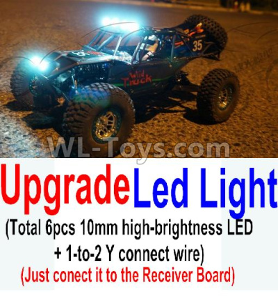 Wltoys 10428-2 Parts-79-03 Upgrade LED light unit(Total 6pcs Light and 1pcs 1-TO-2 Y-shape connect wire),Wltoys 10428-2 Rc Car Parts,High speed 1:10 Scale 4wd,10428-B2 Electric Power On Road Drift Racing Truck Car Parts