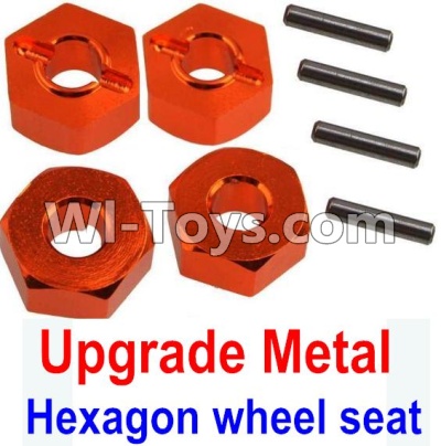 Wltoys 10428-A Upgrade Metal 12MM Hexagon wheel seat,Tire adapter(4pcs)-Orange,Wltoys 10428-A RC Car Parts,High speed 1:10 Scale 4wd,10428-A Electric Power On Road Drift Racing Truck Car Parts