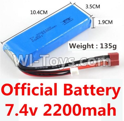 Wltoys 10428-A Official 7.4v 2200mah battery with T-shape plug(Size-10.4X3.5X1.9CM)-(Weight-135g),Wltoys 10428-A RC Car Parts,High speed 1:10 Scale 4wd,10428-A Electric Power On Road Drift Racing Truck Car Parts