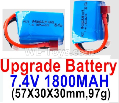 Wltoys 124012 Upgrade Battery-7.4V 1800mah 20C Battery with Red T Plug(2pcs)-(57X30X30mm,97g),1/12 Wltoys 124012 Parts,Wltoys 124012 RC Car Parts