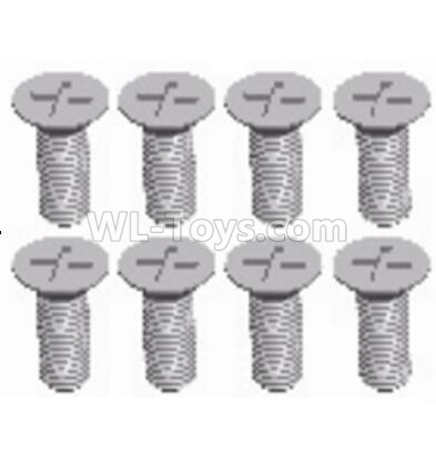 Wltoys 124012 Cross recessed Flat head screws Parts(8PCS)-M3X8 KM-12428.0117,1/12 Wltoys 124012 Parts,Wltoys 124012 RC Car Parts
