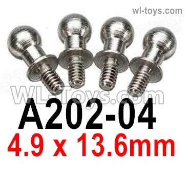 Wltoys 124016 A202-04 Ball-shape screws,4pcs. 4X9.5mm. Wltoys 124016 1/12 Parts, Wltoys 124016 RC Car Parts.