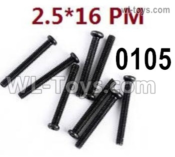 Wltoys 124019 12428.0105 Screws. M2.5X16 PM. Wltoys 124019 1/12 Screws Parts, Wltoys 124019 RC Car Screws Parts.